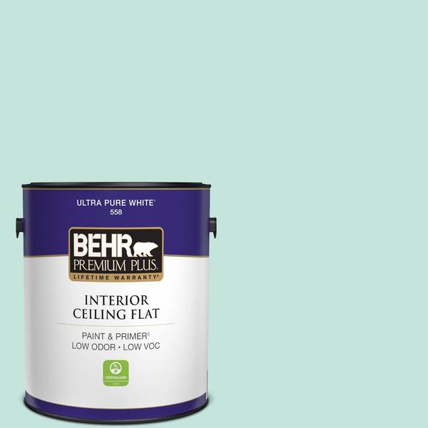 BEHR PREMIUM PLUS 1 Gal. #MQ3-19 Misty Isle Ceiling Flat Interior Paint ...