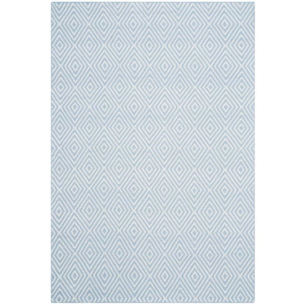 Handmade Light Blue and Ivory Wool Area Rug 4' x 6'
