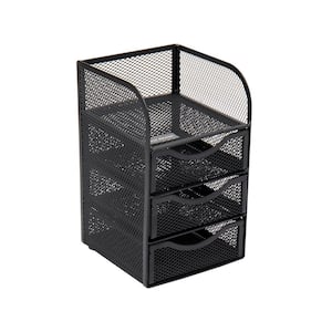 Mind Reader 2-Tier Metal Mesh Storage Baskets Organizer in Black  CABASK2T-BLK - The Home Depot