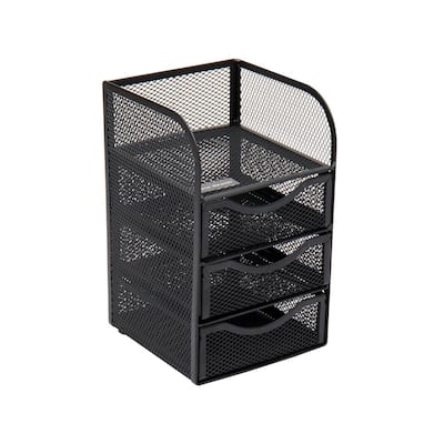 Mind Reader 10 Compartments Mesh Desk Organizer with Drawers, Black  10CABMESH-BLK - The Home Depot