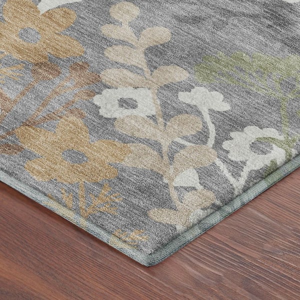Mayfield Premium Machine Washable Abstract AMF2334 Gray 2 ft. x 3 ft. Accent Rug
