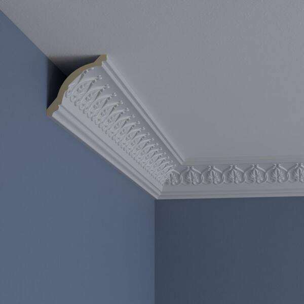 Ekena Millwork 3 in. x 3 in. x 94-1/2 in. Polyurethane Rachelle Crown Moulding