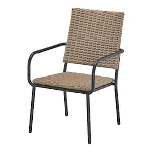 Esther wood Black Wicker Steel Outdoor Dining Chair