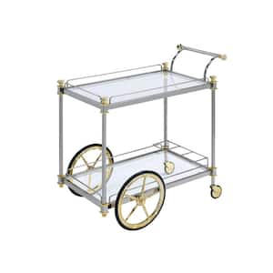 Silver and Clear Glass Kitchen Serving Cart