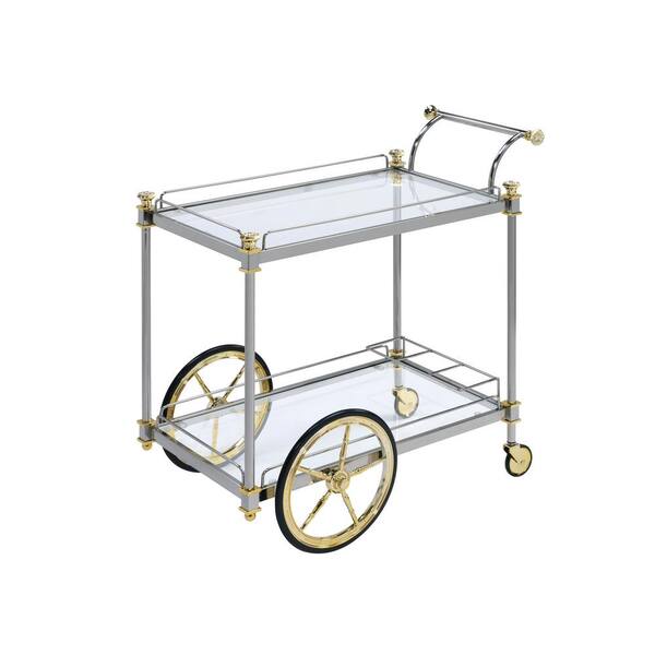 Unbranded Silver and Clear Glass Kitchen Serving Cart