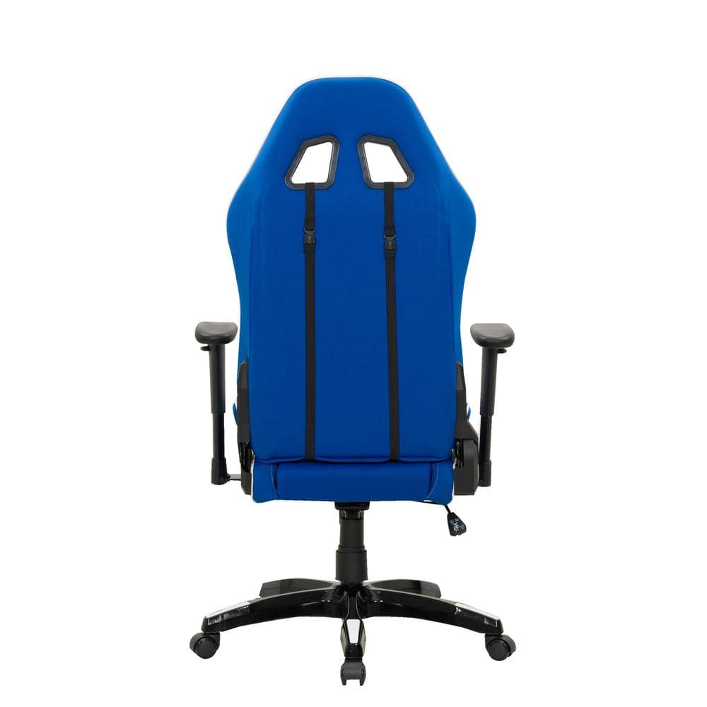 High-Performance Blue and White Ergonomic Gaming Chair with Adjustable Features