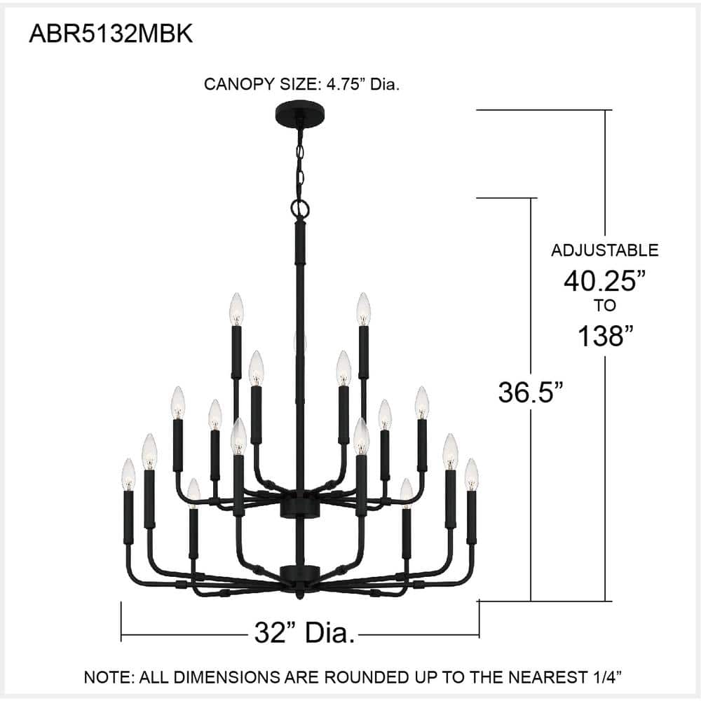 Abner Matte Black 18-Light Industrial Chandelier