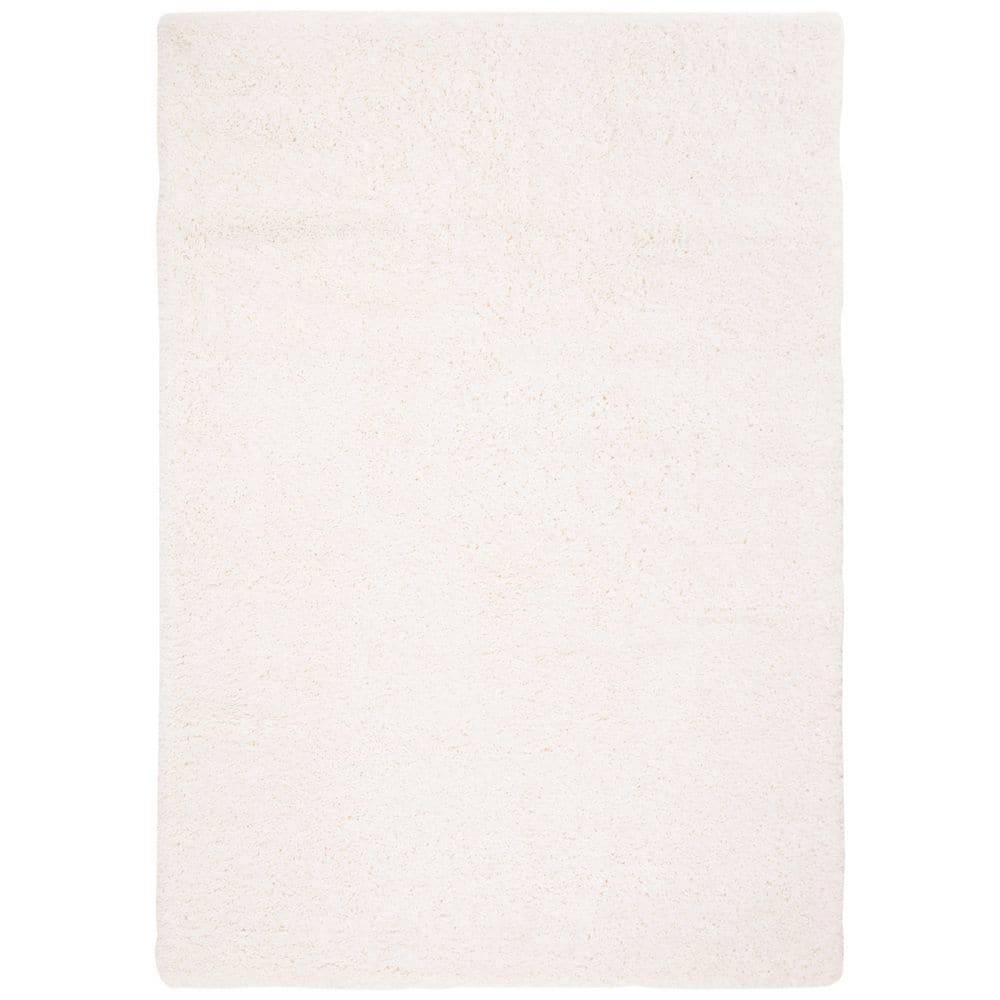 Ivory Bliss Round Synthetic Shag Rug, 63" Easy-Care Design