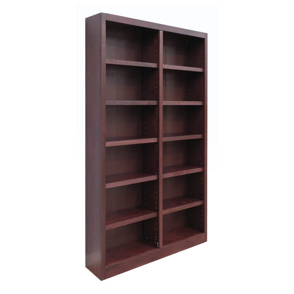 Espresso 84" Tall Adjustable Wood Bookcase with 12 Shelves