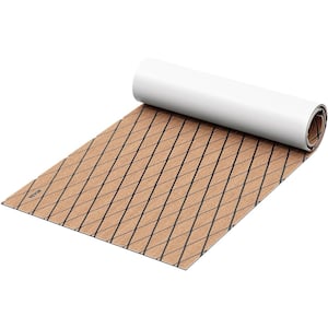 EVA Foam Faux Teak Boat Decking Sheet 74.8 in. x 27.6 in. 6 mm Thick Non-Skid Self-Adhesive for Boat Flooring