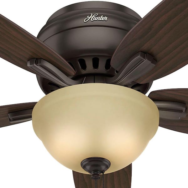 Hunter - Newsome 52 in. Indoor Premier Bronze Bowl Light Kit Low-Profile Ceiling Fan