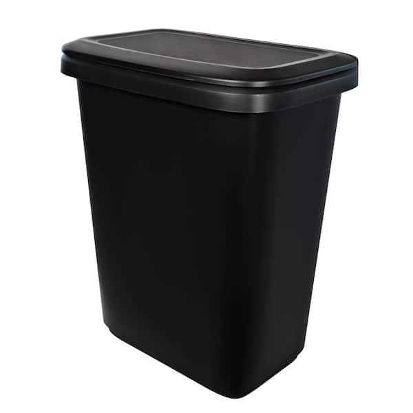 Hefty 13.3 Gallon Trash Can, Plastic Touch Top Kitchen Trash Can, Black - Gray