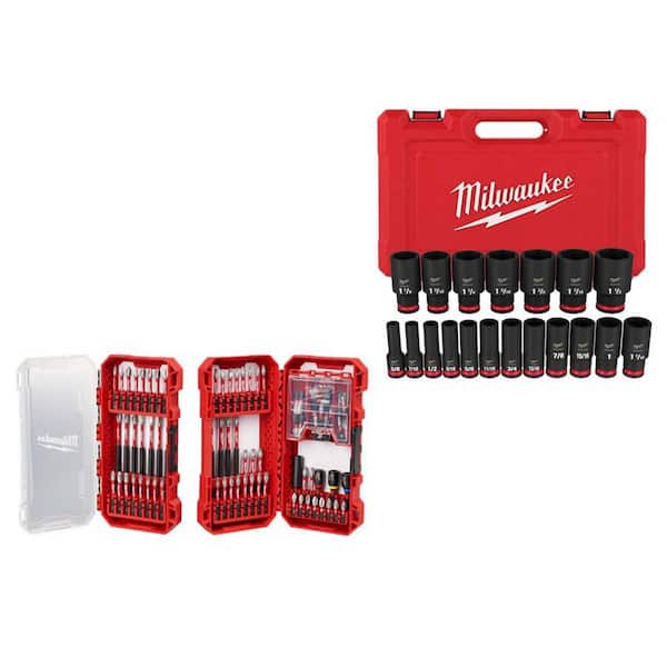 SHOCKWAVE Impact-Duty Alloy Steel Screwdriver Bit Set (100-Piece) & SHOCKWAVE 1/2 in. Drive SAE Impact Socket Set (19PC)