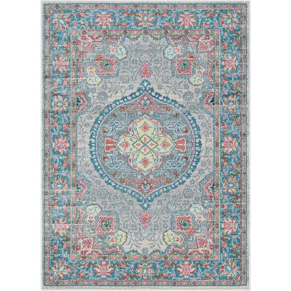 Well Woven Paloma Payson Bohemian Oriental Persian Grey Teal 7 ft. x 9 ...