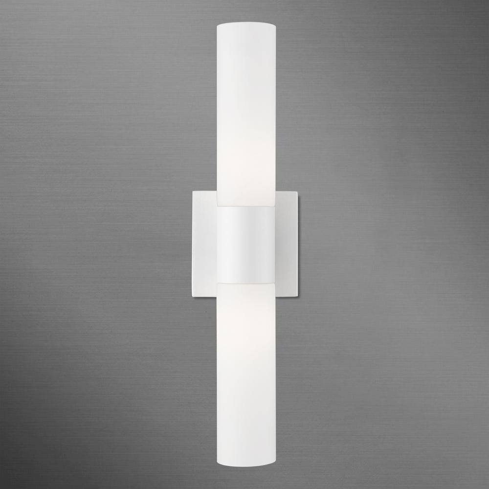 Textured White 2-Light Chrome Vanity Sconce