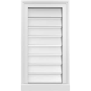 14 in. x 26 in. Vertical Surface Mount PVC Gable Vent: Functional with Brickmould Sill Frame