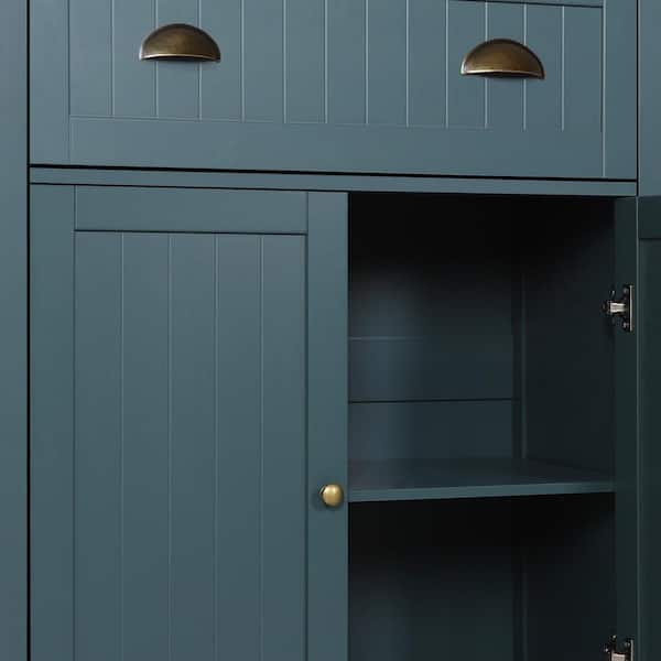 VEIKOUS Teal Blue Wood 31.5 in W Kitchen Pantry Cabinet Storage Hutch with  Adjustable Shelves, Buffet Cupboard & Microwave Stand HP0405-04BU-111 - The  Home Depot