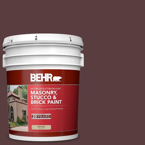 BEHR 5 gal. PPU102 Divine Wine Flat Masonry, Stucco and Brick Interior/Exterior Paint 27205