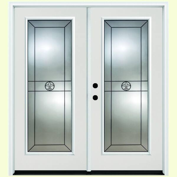 Steves & Sons 68 in. x 80 in. Orleans White Primer Prehung Primed Right-Hand Inswing Full Lite Fiberglass Patio Door