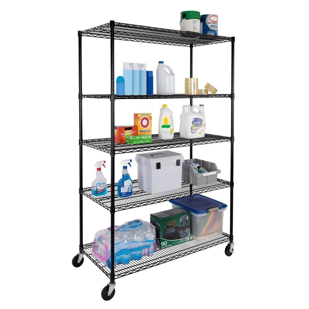 UltraDurable Black Adjustable Steel Wire Shelving Unit, 5-Tier