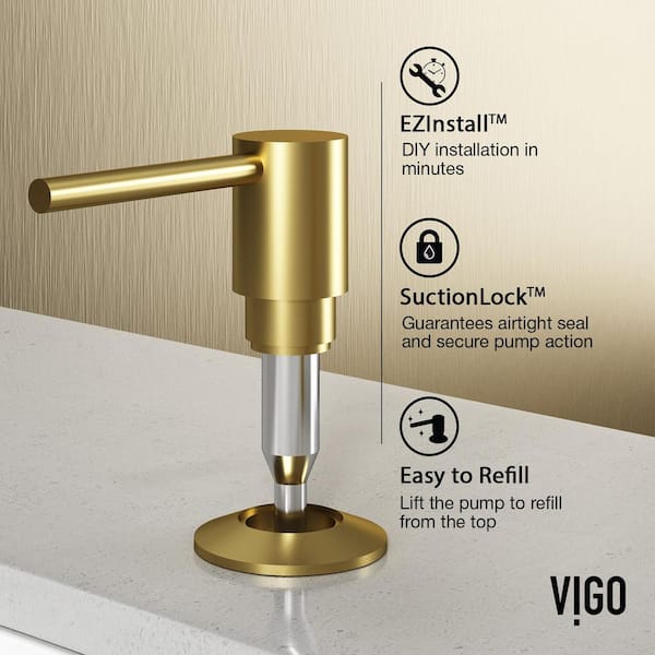 10 oz. Bolton Kitchen Soap Dispenser in Matte Brushed Gold