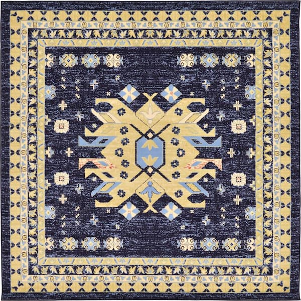 Taftan Oasis Navy Blue 8' 0 x 8' 0 Square Rug