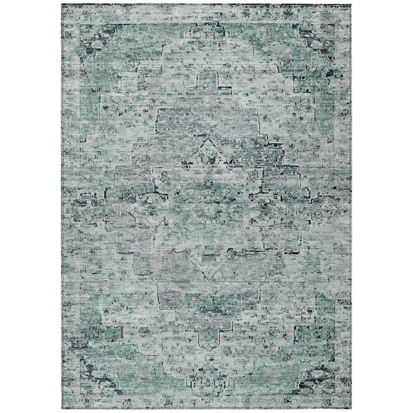 Chantille Machine Washable Indoor/Outdoor Abstract ACN1832 Teal 5 ft. x 7 ft. 6 in. Accent Rug