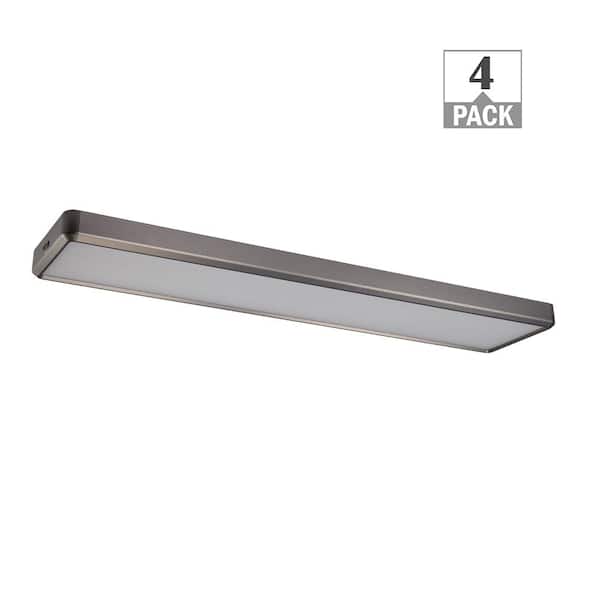 4 ft. x 10 in. Blackened Steel Back-Lit LED Panel Light Fixture 4000LM 50W Adjustable CCT Dimmable (4-Pack)