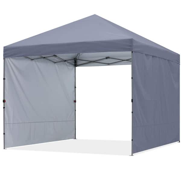 ABCCANOPY 10 ft. x 10 ft. Gray Instant Pop Up Canopy Tent with 2 Removeable Sidewalls