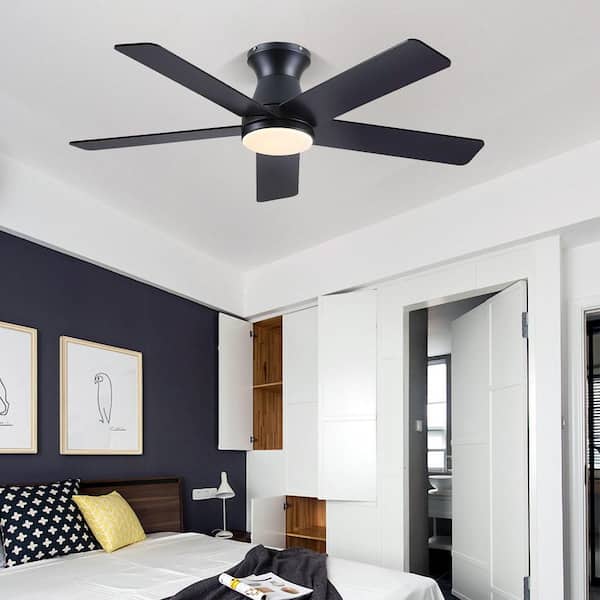 46 in.Modern Indoor/Outdoor Black Ceiling Fan with Light Kit and Remote Control