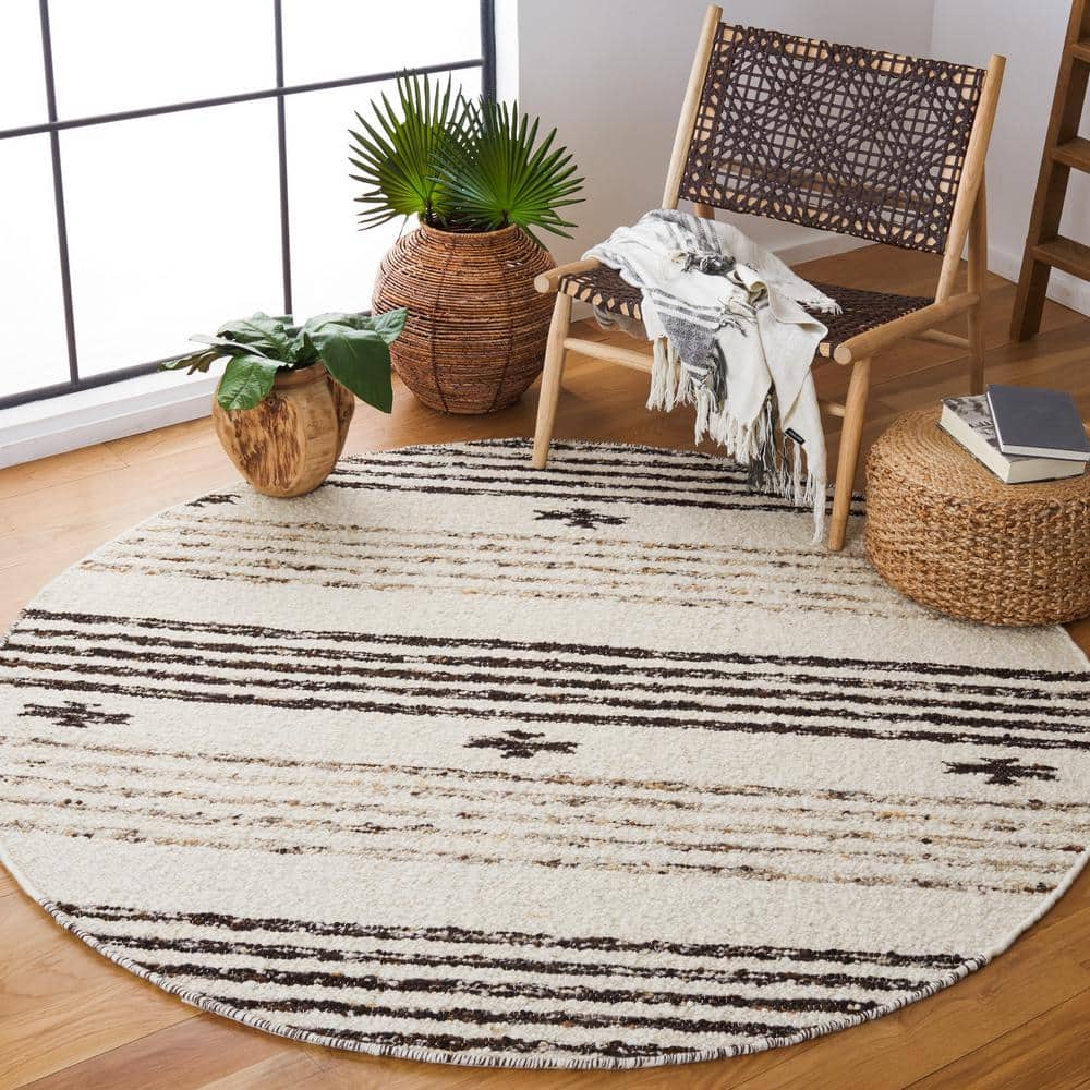 Natura 8 ft. x 8 ft. Round Black/Ivory Tribal Striped Area Rug price history on PriceWatchPro