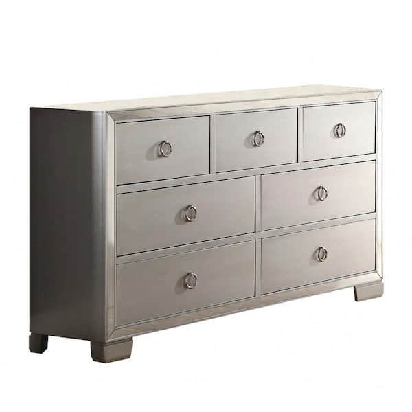 HomeRoots Amelia Platinum 7 Drawers 57 in. Dresser