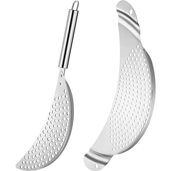 Stainless Steel Stock Pot Strainer with Double Handle and Moon Design, Fits up to 10 in. Pots, 2-Pieces Set