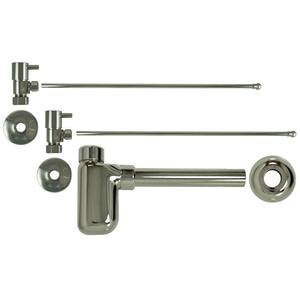 3/8 in. x 20 in. Brass Lavatory Supply Lines with Lever Handle Shutoff Valves and Decorative Trap in Polished Nickel