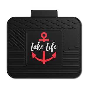 14 in. x 17 in. Lake Life Black Mat with Pink Anchor Back Seat Car Utility Mat