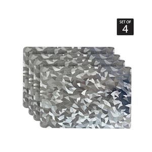 Metallic Leaf 18 in. x 12 in. Grays Vinyl Placemats (Set of 4)