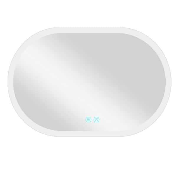 Boyel Living 40 in. W x 28 in. H Large Oval Frameless Anti-Fog LED Wall Bathroom Vanity Mirror with Mounting Hardware