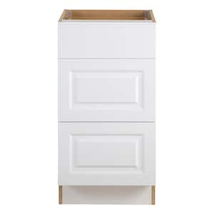 Benton Assembled 18x34.5x24.5 in. Base Cabinet with 3-Soft Close Drawers in White