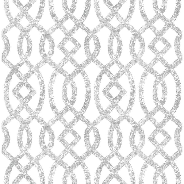 A-Street Prints Ethereal Silver Trellis Strippable Wallpaper (Covers 56.4 sq. ft.)