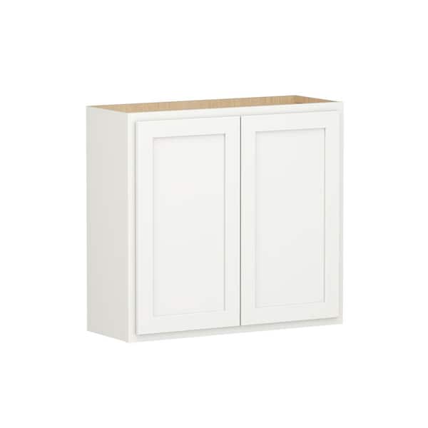 Shaker Partial Overlay 33 in. W x 12 in. D x 30 in. H Plywood Assembled Wall Kitchen Cabinet in Linen White