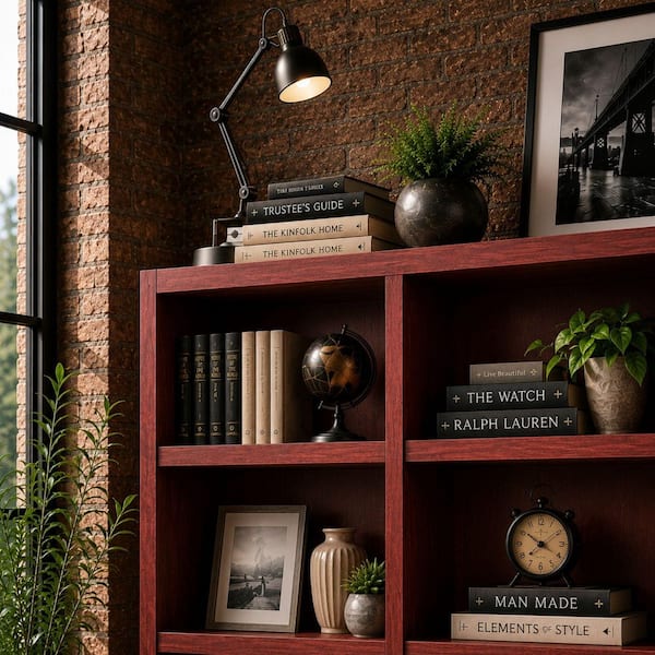 Concepts In Wood 72 in. Cherry Wood 15-shelf Standard Bookcase