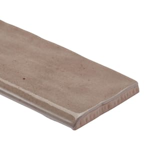 Kingston Taupe 2.55 in. x 7.87 in. Glazed Ceramic Bullnose Trim Tile (0.14 sq. ft./each)