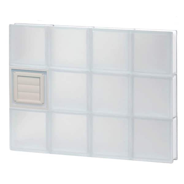 Clearly Secure 31 in. x 23.25 in. x 3.125 in. Frameless Frosted Glass Block Window with Dryer Vent