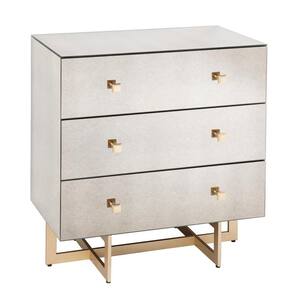 Caxton 3-Drawer Antique Mirror Chest of Drawers (27 in. H x 24 in. W x 15 in. D)