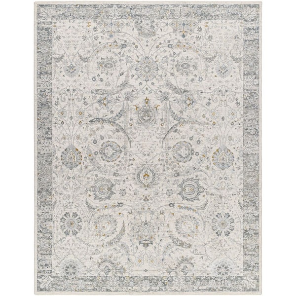Dresden Light Slate Traditional Oriental 9 ft. x 12 ft. 2 in. Area Rug