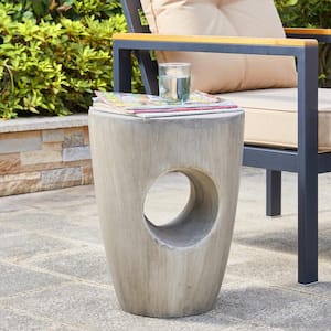 18 in. H Multi-Functional MGO Stone Faux Concrete Outdoor Side Table or Garden Stool or Planter Stand