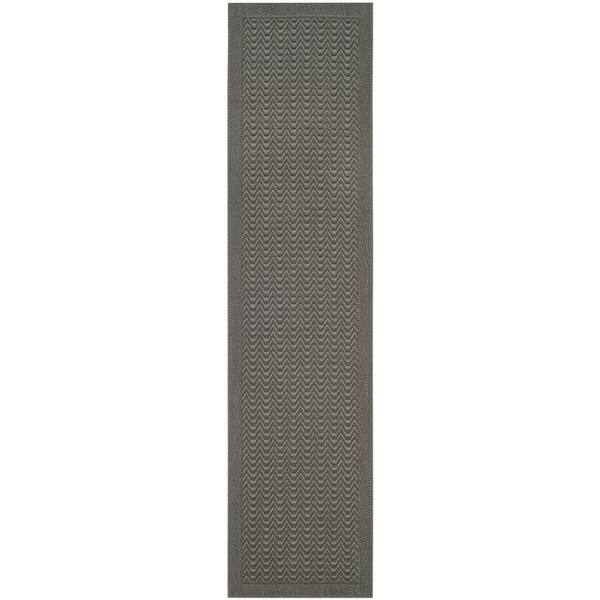 Palm Beach 2 ft. x 10 ft. Ash Solid Color Border Runner Rug