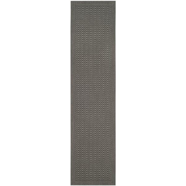 Palm Beach 2 ft. x 12 ft. Ash Solid Color Border Runner Rug
