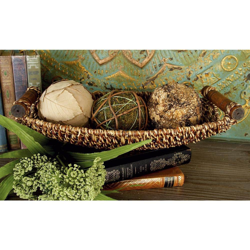 Coastal Charm Seagrass Oval Storage Basket with Metal Handles