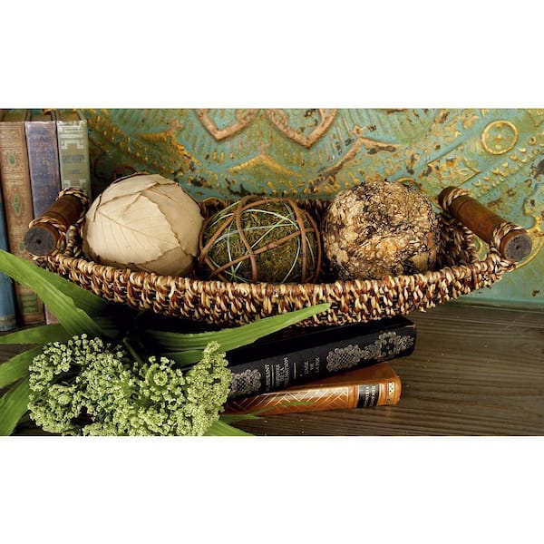 Litton Lane Metal Handmade Storage Basket with Handles (Set of 3)